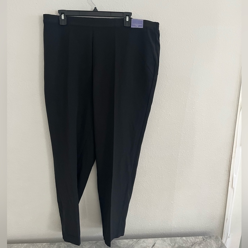 Laura Scott Woman Black Poly Pull On Pant Full Length, Size 18WS